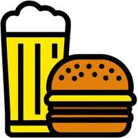 Beer glass and hamburger vector