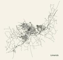 Vector city road map Limerick, Ireland.