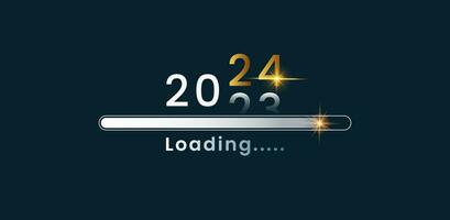 Loading process ahead of the new year 2024. Seconds leaving December 2023. Welcome 2024. Vector illustration. Creative festive banner with trendy design.