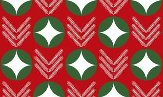 Merry Christmas, Christmas Scandinavian geometric seamless pattern. Christmas characters Santa, tree, garland, sock, decoration, snowflake. Vector illustration.