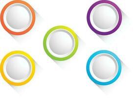 Business concept infographic template with diagram. 3d circular buttons in five colors vector