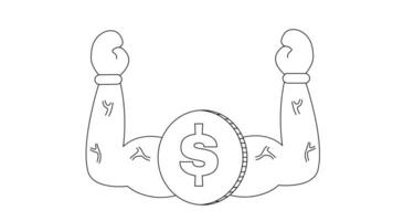 geanimeerd schetsen van de dollar Bill macht icoon video