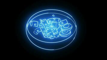 Animation of the Tteokbokki icon, a typical Korean food with a glowing neon effect video