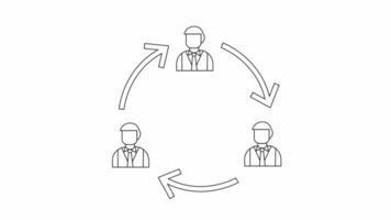 animated sketch of a human circle connection icon video