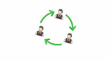 animated video of the circle connection icon between employees