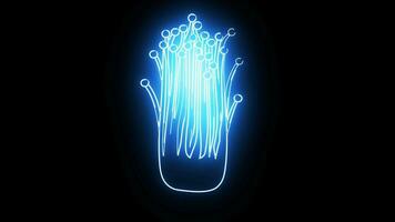 animated enoki mushroom icon with a glowing neon effect video