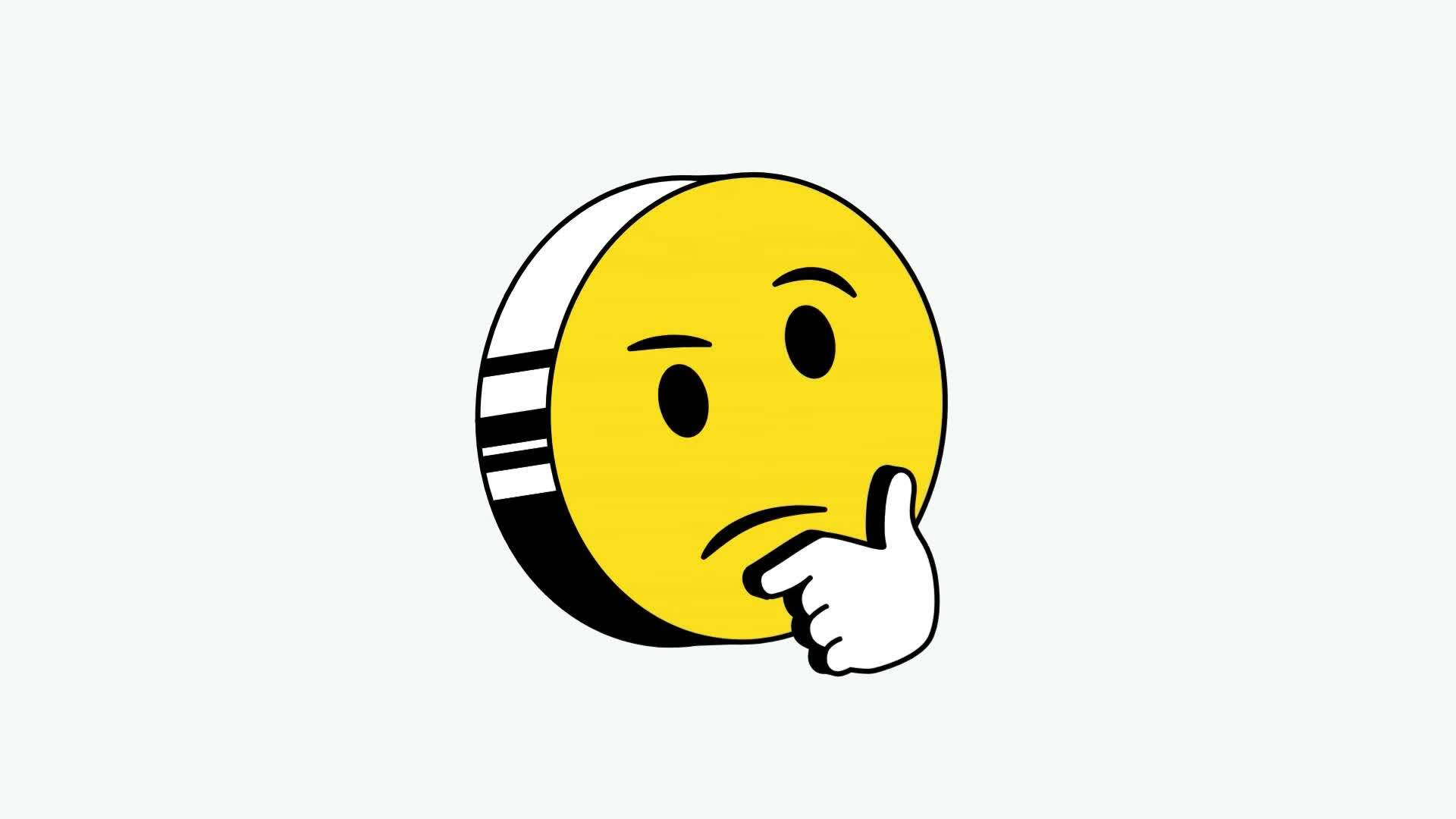 Animated 2d question face emoji in white background 35386749 Stock