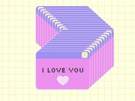 Vaporwave aesthetics style. Pop-up message I LOVE YOU on computer screen, window. Retro style. Vector