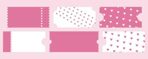 a set of templates for different retro Tickets. love Voucher . valentine's day. Vector illustration