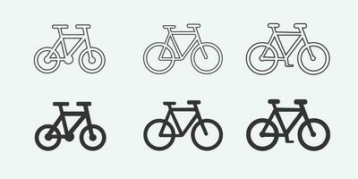 Set of vector illustrations of a bicycle isolated on a white background.