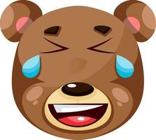 Bear is crying of happiness, illustration, vector on white background.