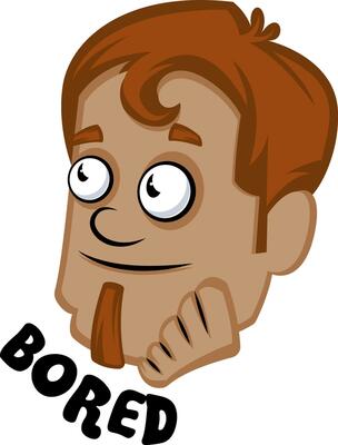 Human emoji feeling bored, illustration, vector on white background.