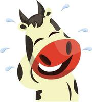 Cow is laughing in tears, illustration, vector on white background.