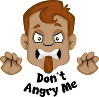 Human emoji with don't angry me expression, illustration, vector on white background.