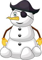 Pirate snowman illustration vector on white background