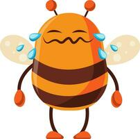 Bee is crying, illustration, vector on white background.