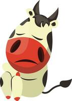 Cow is feeling sad, illustration, vector on white background.