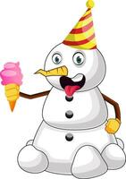 Snowman with ice cream illustration vector on white background