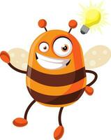 Bee has a great idea, illustration, vector on white background.