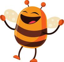 Bee is cheerful, illustration, vector on white background.