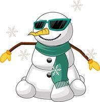 Cool snowman illustration vector on white background