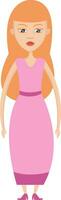 Girl in pink dress illustration vector on white background