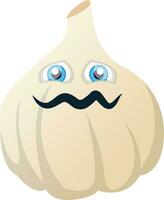 Really sad cartoon garlic illustration vector on white background