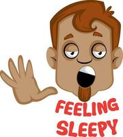 Brown human emoji feeling sleepy, illustration, vector on white background.