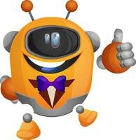 Orange robot in a tuxedo illustration vector on white background