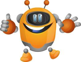 Orange cartoon robot with tumb up illustration vector on white background