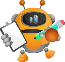 Robot taking notes illustration vector on white background