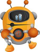 Yellow robot showing his power button illustration vector on white background