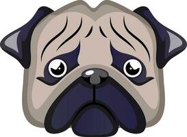 Sad Pug illustration vector on white background