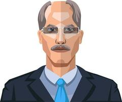 Older man with mustaches wearing glasses illustration vector on white background