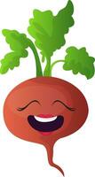 Happy red turnip with green leaf illustration vector on white background