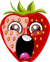 Screaming red strawberry illustration vector on white background