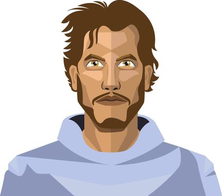 Guy with beard and long hair illustration vector on white background