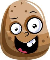 Creepy looking brown potato illustration vector on white background