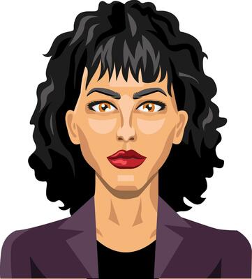 White girl with red lipstick on illustration vector on white background