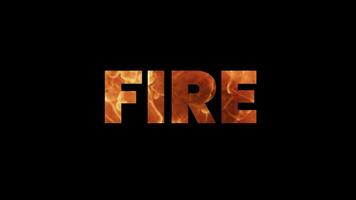 Fire text video, isolated in black background video