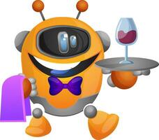 Robot as a waiter illustration vector on white background