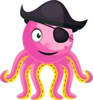 Smiling octopus with an eyepatch illustration vector on white background