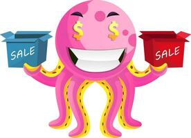 Octopus with sale signs illustration vector on white background
