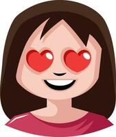 Girl with heart shaped eyes illustration vector on white background