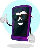 Mobile with a thumb up illustration vector on white background