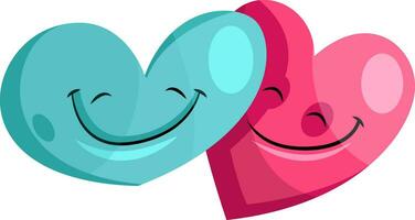 Blue and pink heart in love illustration vector on white background