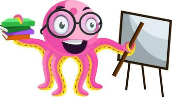 Teacher octopus holding a lesson illustration vector on white background