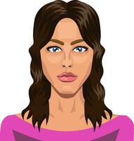 Handsome girl with blue eyes and long hair illustration vector on white background