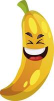 Crazy banana laughing illustration vector on white background