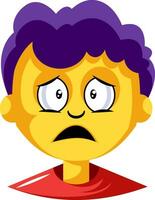 Young boy with purple hair is depressed illustration vector on white background